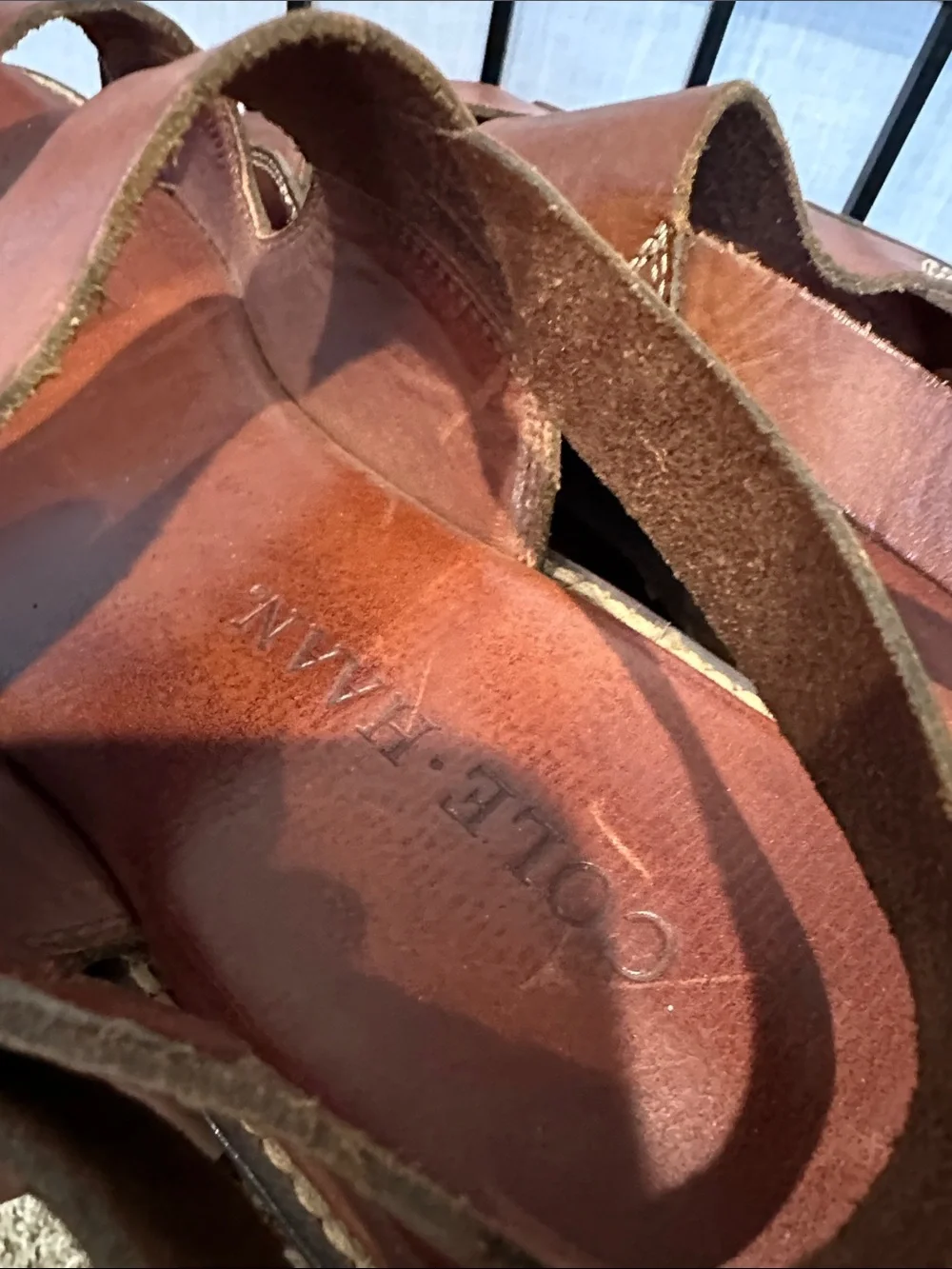 Cole Haan Men's Brown Leather Adjustable Strap Sandals 9.5 EUC
